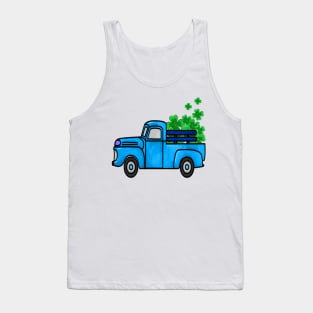 BLUE St patricks Day Trucks kids toddler with shamrock Tank Top